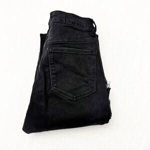 Flying Monkey Black Flare Distressed Ripped Hem Wide Leg Denim Jeans Size 24